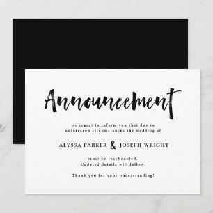 Invitación Deseo moderno   Cancelación o aplazamiento de boda