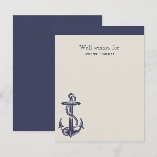 Invitación Deseos Bodas con temática azul e marfil (Anverso / Reverso)