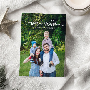 Invitación Deseos Cálidos Letra Blanca Foto Única Navidad