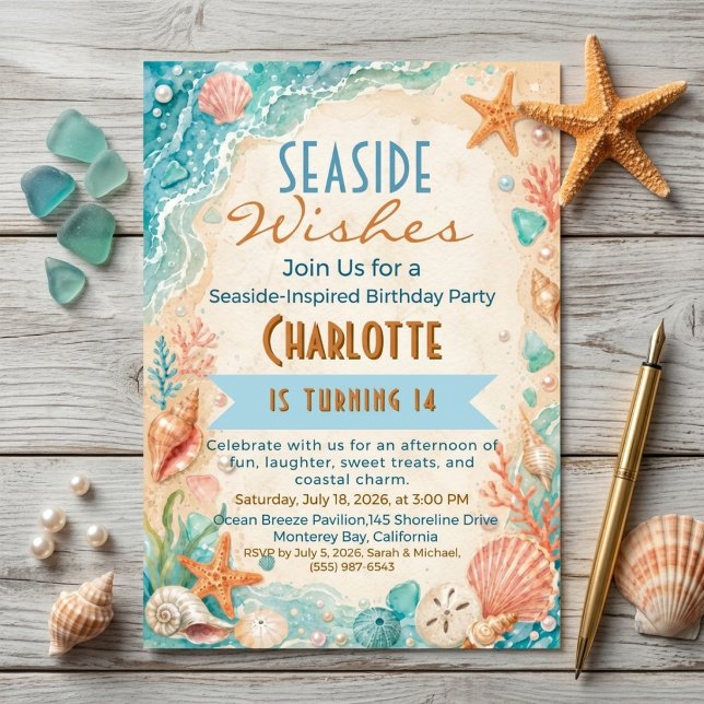 Invitación Deseos Costeros Cumpleaños 14 en la Playa (Subido por el creador)
