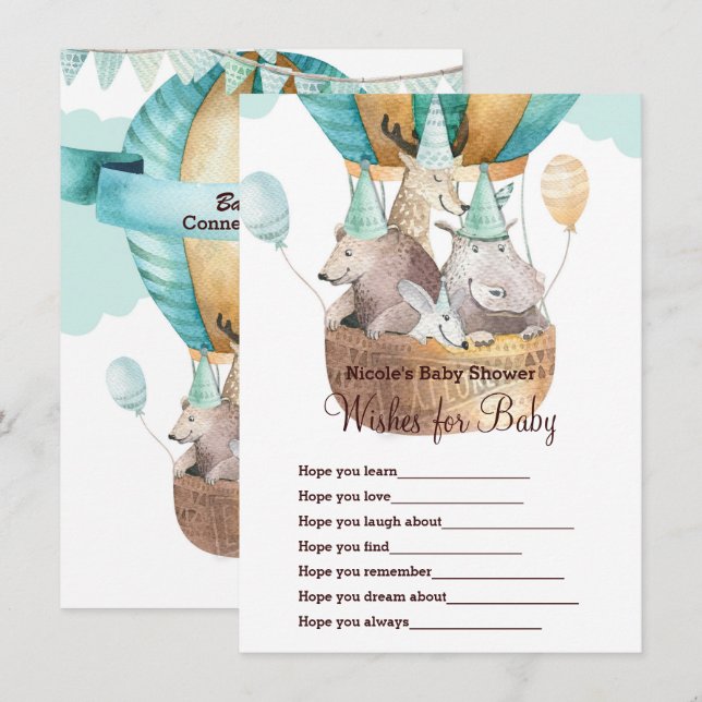 Invitación Deseos de aventura animal para el juego de Baby Sh (Anverso / Reverso)