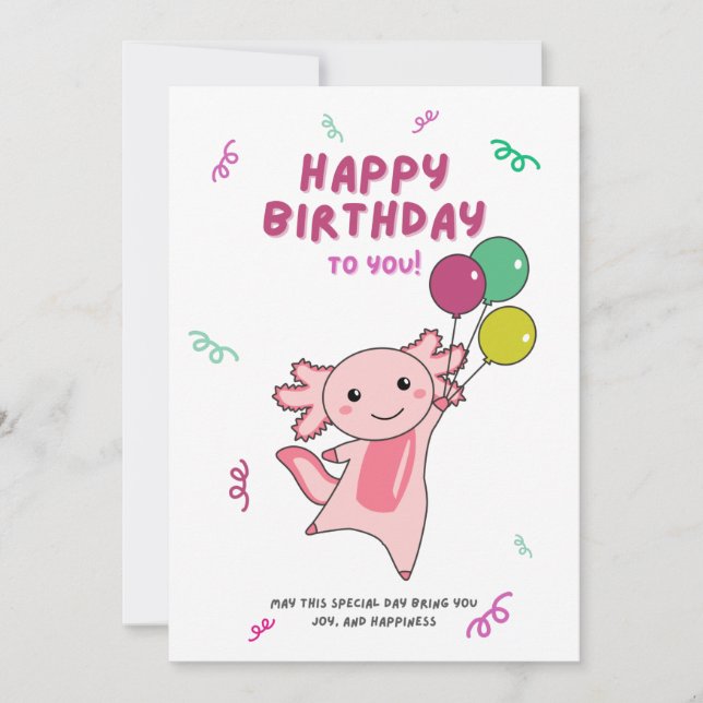 Invitación Deseos de Axolotl Feliz Cumpleaños a ti Axolotls I (Anverso)