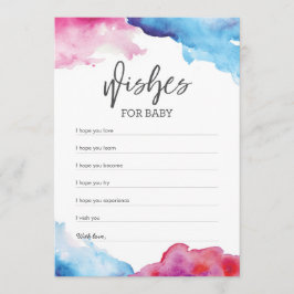 Invitación Deseos de Baby Shower azules y rosas para el bebé