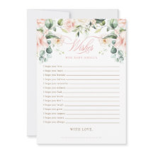 Deseos de baby shower florales con rubor rosa para