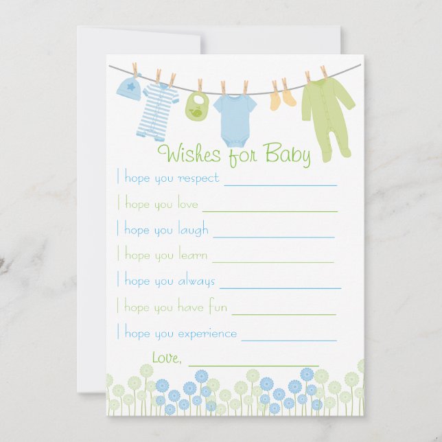 Invitación Deseos De Baby Shower Para El Juego De Los Bebés (Anverso)