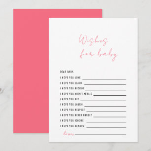 Invitación Deseos de Baby Shower rosados de albaricoque para 