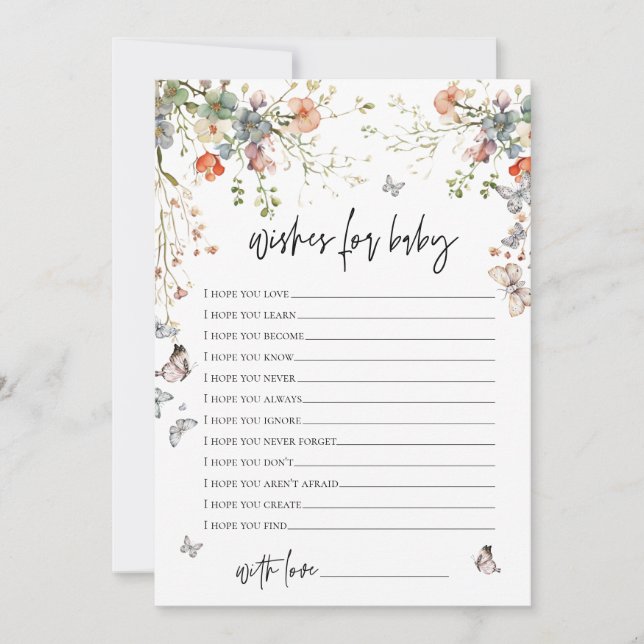 Invitación Deseos de Baby Wildflower Baby Shower (Anverso)