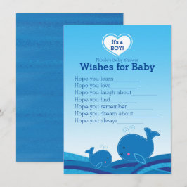 Invitación Deseos de Ballenas Azules para Juego de Baby Showe