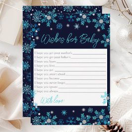 Invitación Deseos de copos de nieve azules y plateados para e
