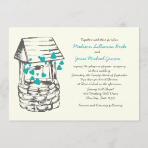 Invitación Deseos De Corazones Turquesas Bien Bodas
