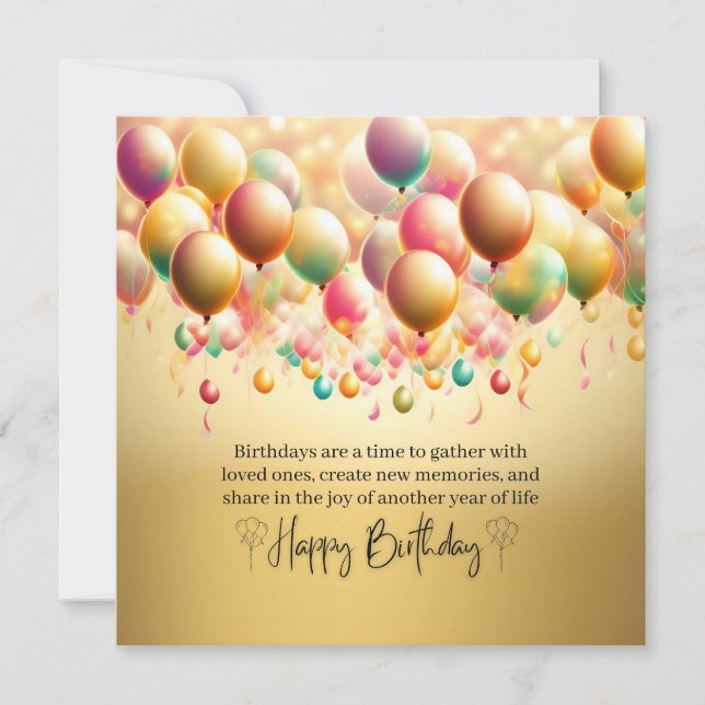Invitación Deseos de cumpleaños brillantes (Anverso)