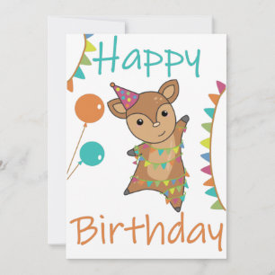 Invitación Deseos de cumpleaños de ciervos Felices Papeleta d