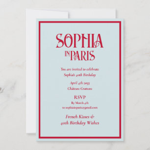 Invitación Deseos de cumpleaños número 40 con Besos Franceses