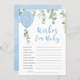 Invitación Deseos de globos azules para niños