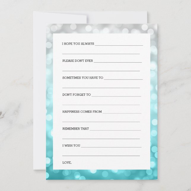 Invitación Deseos De La Ducha De Boda Playa Luces Purpurinas  (Anverso)