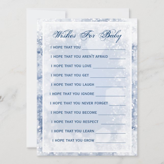 Invitación Deseos De La Noche Baby Shower Esparkle Blue (Anverso)