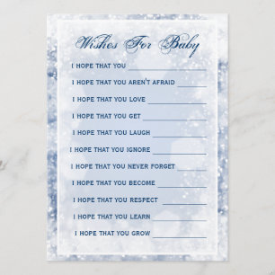 Invitación Deseos De La Noche Baby Shower Esparkle Blue