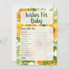 Invitación Deseos De Los Sunflowers Para El Juego De Baby Sho