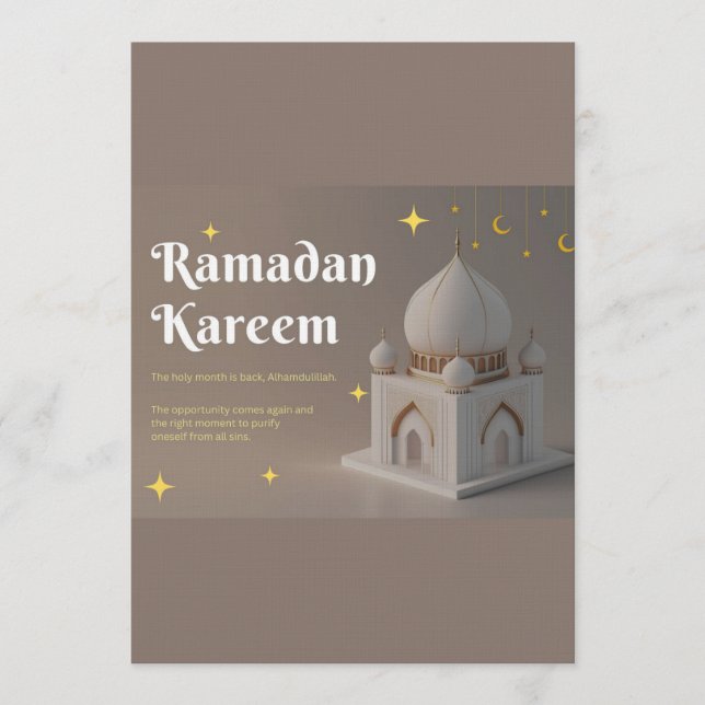 Invitación Deseos de Ramadan con elegante caligrafía árabe (Anverso)