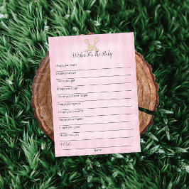 Invitación Deseos De Tan Bunny Pink Argyle Para Juego De Bebe