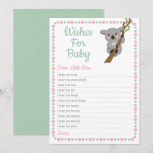 Invitación Deseos Del Oso De Koala Para El Chica Rosa Del Jue