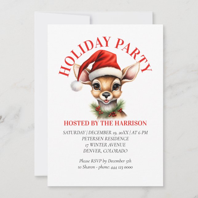 Invitación Deseos divertidos de los Navidades de renos (Anverso)