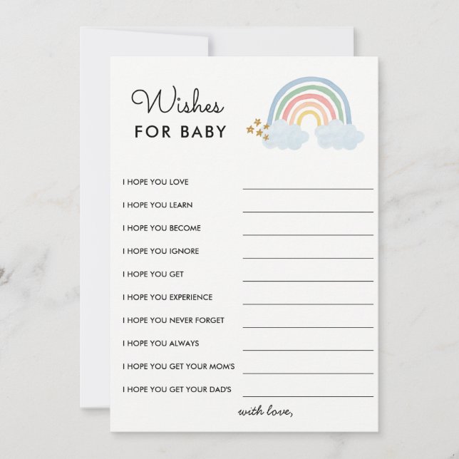 Invitación Deseos para el Baby Pastel Rainbow Baby Shower (Anverso)