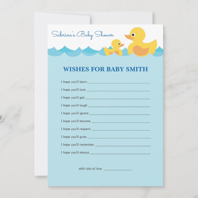 Invitación Deseos para el Baby Shower sobre el bebé Cute de G (Anverso)