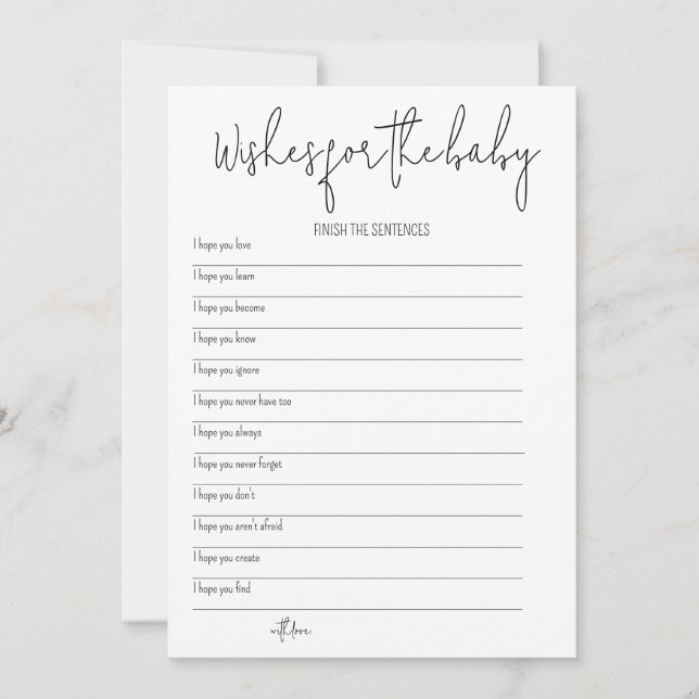 Invitación Deseos para el bebé - Juego de Baby Shower (Anverso)