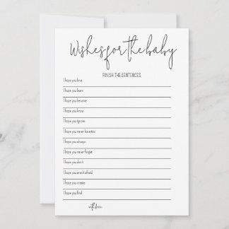 Invitación Deseos para el bebé - Juego de Baby Shower