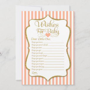 Invitación Deseos Para El Juego De Baby Shower Baby Peach Neu