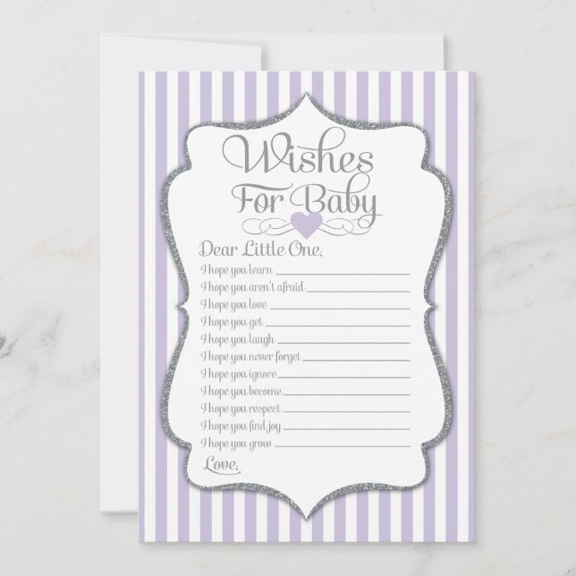 Invitación Deseos Para El Juego De Baby Shower De Baby Lavend (Anverso)