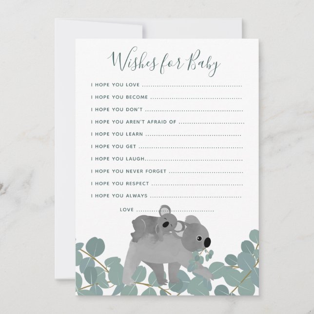 Invitación Deseos para la partida de Baby Shower (Anverso)
