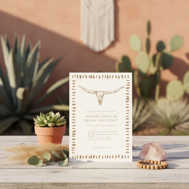 Invitación Desert Boho Cow Skull Wedding (Desert Boho Cow Skull Wedding Invitation)