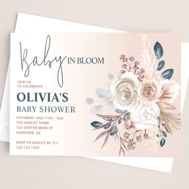 Invitación Desert Boho Floral Baby Shower (Subido por el creador)