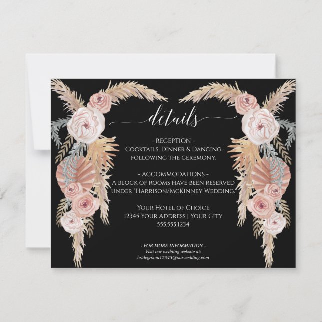Invitación Desert Boho Pampas Grass Floral y Boda de follaje (Anverso)