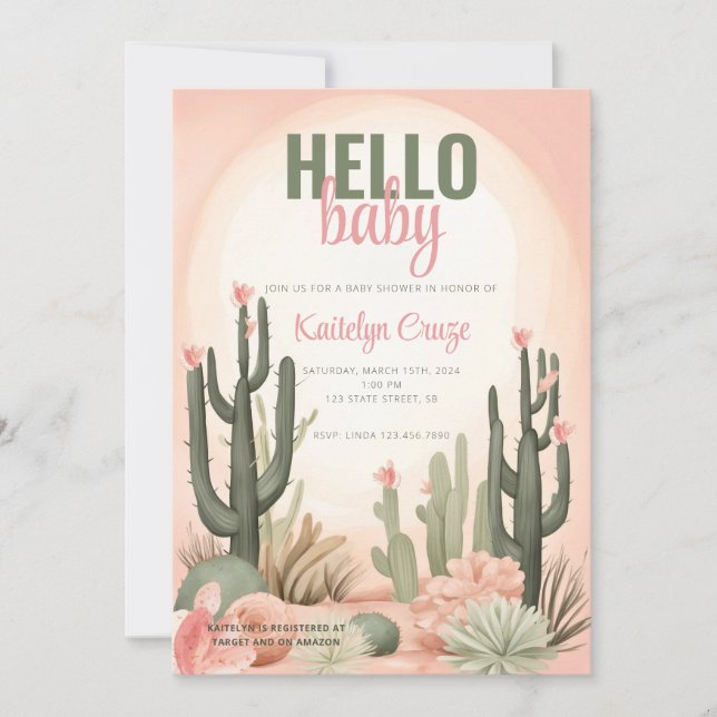 Invitación Desert Cactus Baby Shower (Anverso)