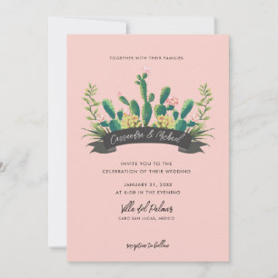 Invitación Desert Cactus Bloom   Boda rosa