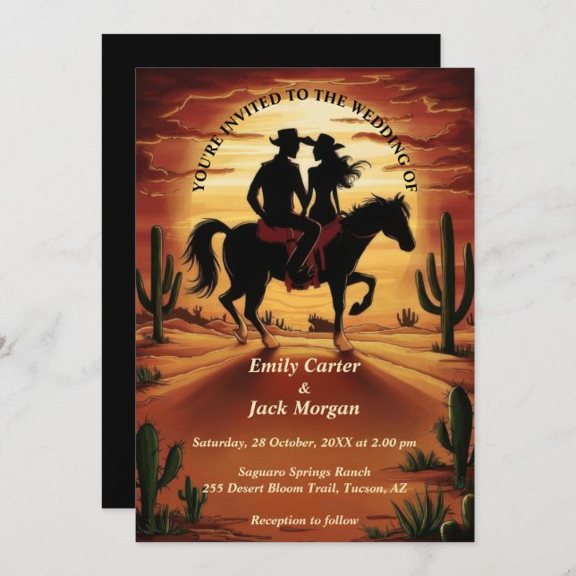 Invitación Desert Cactus Boda (Anverso / Reverso)