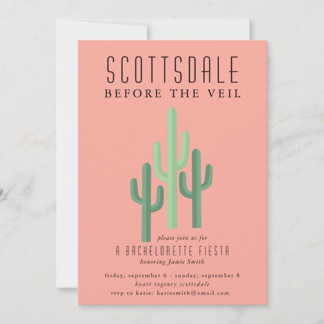 Invitación Desert Cactus Scottsdale Bachelorette (Anverso)