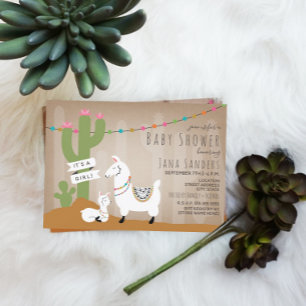 Invitación Desert Llama Mama + Baby Shower