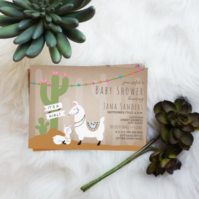 Invitación Desert Llama Mama + Baby Shower (Subido por el creador)