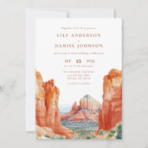 Desert Mountain Watercolor Elegant Wedding