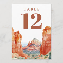Invitación Desert Mountain Watercolor Table Number