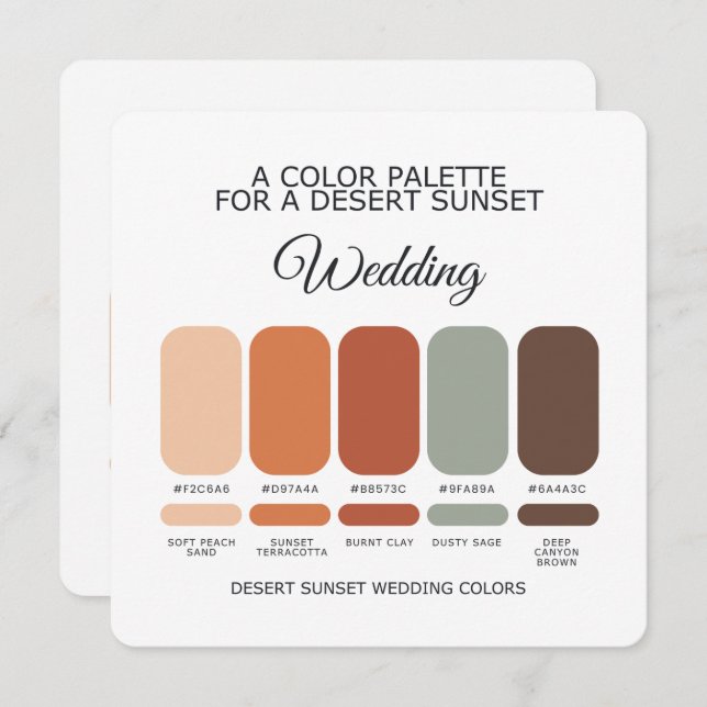 Invitación Desert Sunset Boho Wedding Color Palette Card (Anverso / Reverso)