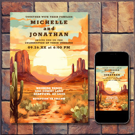 Invitación Desert Sunset y Cactus Boda del Sudoeste