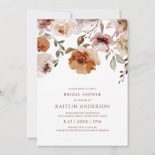 Invitación Desert Terracotta Dusty Rosa Floral Bridal Shower