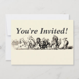 Invitación Desfile de animales de cuento vintage: Arte de par