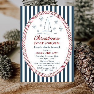 Invitación Desfile de Barcos de Navidad con Rayas de Velero D