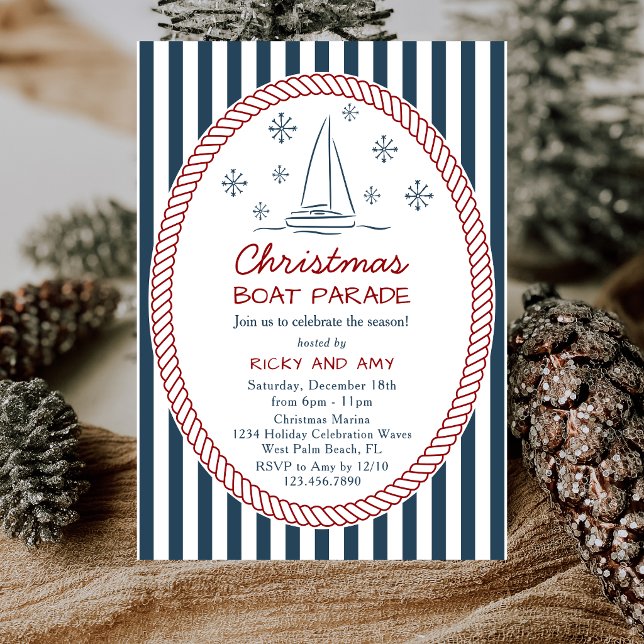 Invitación Desfile de Barcos de Navidad con Rayas de Velero D (Subido por el creador)